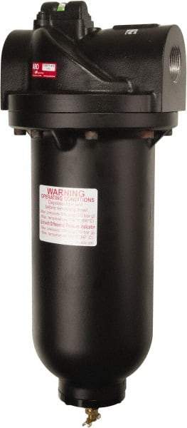 ARO/Ingersoll-Rand - 1-1/2" Port, 19.07" High x 7.76" Wide Super Duty Filter with Metal Bowl, Manual Drain - 1,280 SCFM, 300 Max psi, 150°F Max Temp, Modular Connection, 27 oz Bowl Capacity - USA Tool & Supply