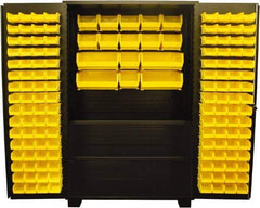 Jamco - 2 Shelf 144 Bin Storage Cabinet - Steel, 48" Wide x 24" Deep x 78" High, Black - USA Tool & Supply