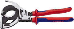 Knipex - 12-1/4" OAL, 24 AWG Capacity, Cable Cutter Pliers - Ratchet Head, Comfort Grip Handles, with Spring - USA Tool & Supply