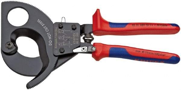 Knipex - 11" OAL, 24 AWG Capacity, Cable Cutter Pliers - Ratchet Head, Comfort Grip Handles, with Spring - USA Tool & Supply