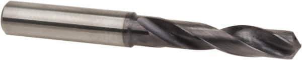 Accupro - 3.5mm 140° Spiral Flute Solid Carbide Screw Machine Drill Bit - TiAlN Finish, Right Hand Cut, 20mm Flute Length, 62mm OAL, Special Type Point, Straight Shank, Through Coolant - USA Tool & Supply