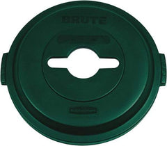 Rubbermaid - Round Lid for Use with 32 Gal Round Recycle Containers - Green, Polyethylene, For Brute Trash Cans - USA Tool & Supply