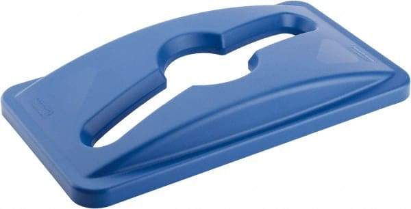 Rubbermaid - Rectangle Lid for Use with 23 Gal Rectangular Recycle Containers - Blue, Polyethylene, For Slim Jim Trash Cans - USA Tool & Supply