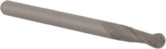 Accupro - 0.12" Diam, 0.36" LOC, 2 Flute Solid Carbide Ball End Mill - Uncoated, Single End, 1-1/2" OAL, 1/8" Shank Diam, Spiral Flute - USA Tool & Supply