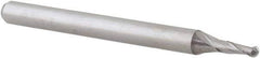 Accupro - 1/16" Diam, 0.186" LOC, 2 Flute Solid Carbide Ball End Mill - Uncoated, Single End, 1-1/2" OAL, 1/8" Shank Diam, Spiral Flute - USA Tool & Supply