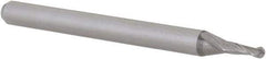 Accupro - 0.056" Diam, 0.168" LOC, 2 Flute Solid Carbide Ball End Mill - Uncoated, Single End, 1-1/2" OAL, 1/8" Shank Diam, Spiral Flute - USA Tool & Supply