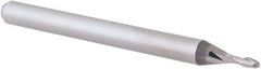 Accupro - 0.048" Diam, 0.144" LOC, 2 Flute Solid Carbide Ball End Mill - Uncoated, Single End, 1-1/2" OAL, 1/8" Shank Diam, Spiral Flute - USA Tool & Supply