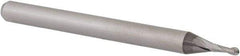 Accupro - 0.044" Diam, 0.132" LOC, 2 Flute Solid Carbide Ball End Mill - Uncoated, Single End, 1-1/2" OAL, 1/8" Shank Diam, Spiral Flute - USA Tool & Supply