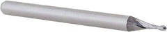 Accupro - 0.043" Diam, 0.129" LOC, 2 Flute Solid Carbide Ball End Mill - Uncoated, Single End, 1-1/2" OAL, 1/8" Shank Diam, Spiral Flute - USA Tool & Supply