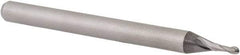 Accupro - 0.042" Diam, 1/8" LOC, 2 Flute Solid Carbide Ball End Mill - Uncoated, Single End, 1-1/2" OAL, 1/8" Shank Diam, Spiral Flute - USA Tool & Supply