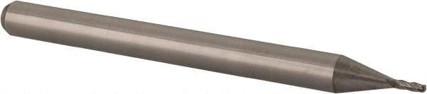 Accupro - 0.035" Diam, 0.105" LOC, 4 Flute Solid Carbide Ball End Mill - Uncoated, Single End, 1-1/2" OAL, 1/8" Shank Diam, Spiral Flute - USA Tool & Supply