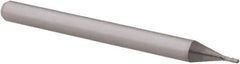Accupro - 0.026" Diam, 0.078" LOC, 4 Flute Solid Carbide Ball End Mill - Uncoated, Single End, 1-1/2" OAL, 1/8" Shank Diam, Spiral Flute - USA Tool & Supply