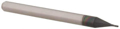 Accupro - 0.022" Diam, 0.066" LOC, 4 Flute Solid Carbide Ball End Mill - AlTiN Finish, Single End, 1-1/2" OAL, 1/8" Shank Diam, Spiral Flute - USA Tool & Supply