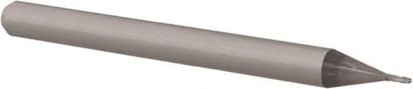 Accupro - 0.022" Diam, 0.066" LOC, 4 Flute Solid Carbide Ball End Mill - Uncoated, Single End, 1-1/2" OAL, 1/8" Shank Diam, Spiral Flute - USA Tool & Supply