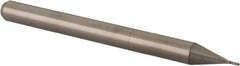 Accupro - 0.022" Diam, 0.033" LOC, 4 Flute Solid Carbide Ball End Mill - Uncoated, Single End, 1-1/2" OAL, 1/8" Shank Diam, Spiral Flute - USA Tool & Supply