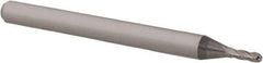 Accupro - 0.051" Diam, 0.153" LOC, 4 Flute Solid Carbide Ball End Mill - Uncoated, Single End, 1-1/2" OAL, 1/8" Shank Diam, Spiral Flute - USA Tool & Supply