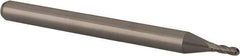 Accupro - 0.044" Diam, 0.132" LOC, 4 Flute Solid Carbide Ball End Mill - Uncoated, Single End, 1-1/2" OAL, 1/8" Shank Diam, Spiral Flute - USA Tool & Supply