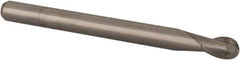 Accupro - 0.1181" Diam, 0.177" LOC, 2 Flute Solid Carbide Ball End Mill - Uncoated, Single End, 1-1/2" OAL, 1/8" Shank Diam, Spiral Flute - USA Tool & Supply