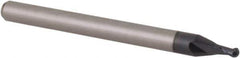 Accupro - 1/16" Diam, 3/32" LOC, 2 Flute Solid Carbide Ball End Mill - AlTiN Finish, Single End, 1-1/2" OAL, 1/8" Shank Diam, Spiral Flute - USA Tool & Supply