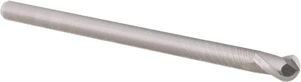 Accupro - 1/4" Diam, 3/8" LOC, 2 Flute Solid Carbide Ball End Mill - Uncoated, Single End, 3" OAL, 3/16" Shank Diam, Spiral Flute - USA Tool & Supply