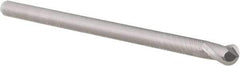 Accupro - 1/4" Diam, 3/8" LOC, 2 Flute Solid Carbide Ball End Mill - Uncoated, Single End, 3" OAL, 3/16" Shank Diam, Spiral Flute - USA Tool & Supply