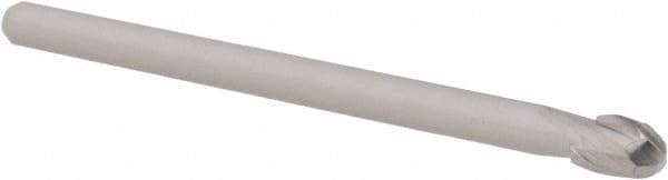 Accupro - 3/16" Diam, 9/32" LOC, 2 Flute Solid Carbide Ball End Mill - AlTiN Finish, Single End, 2-1/2" OAL, 1/8" Shank Diam, Spiral Flute - USA Tool & Supply