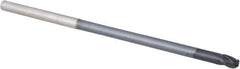 Accupro - 1/4" Diam, 3/8" LOC, 3 Flute Solid Carbide Ball End Mill - AlTiN Finish, Single End, 6" OAL, 1/4" Shank Diam, Spiral Flute - USA Tool & Supply