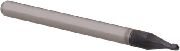 Accupro - 0.05" Diam, 0.075" LOC, 4 Flute Solid Carbide Ball End Mill - AlTiN Finish, Single End, 1-1/2" OAL, 1/8" Shank Diam, Spiral Flute - USA Tool & Supply