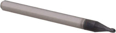 Accupro - 0.05" Diam, 0.075" LOC, 4 Flute Solid Carbide Ball End Mill - AlTiN Finish, Single End, 1-1/2" OAL, 1/8" Shank Diam, Spiral Flute - USA Tool & Supply