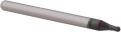 Accupro - 0.06" Diam, 0.09" LOC, 4 Flute Solid Carbide Ball End Mill - AlTiN Finish, Single End, 1-1/2" OAL, 1/8" Shank Diam, Spiral Flute - USA Tool & Supply