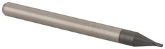 Accupro - 0.026" Diam, 0.039" LOC, 4 Flute Solid Carbide Ball End Mill - AlTiN Finish, Single End, 1-1/2" OAL, 1/8" Shank Diam, Spiral Flute - USA Tool & Supply