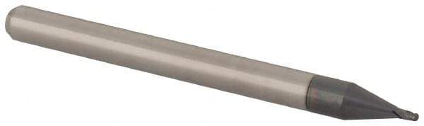 Accupro - 0.027" Diam, 0.041" LOC, 4 Flute Solid Carbide Ball End Mill - AlTiN Finish, Single End, 1-1/2" OAL, 1/8" Shank Diam, Spiral Flute - USA Tool & Supply