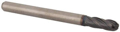Accupro - 0.12" Diam, 0.36" LOC, 4 Flute Solid Carbide Ball End Mill - AlTiN Finish, Single End, 1-1/2" OAL, 1/8" Shank Diam, Spiral Flute - USA Tool & Supply