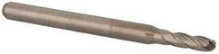 Accupro - 0.105" Diam, 0.315" LOC, 4 Flute Solid Carbide Ball End Mill - Uncoated, Single End, 1-1/2" OAL, 1/8" Shank Diam, Spiral Flute - USA Tool & Supply
