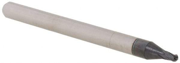Accupro - 0.055" Diam, 0.082" LOC, 4 Flute Solid Carbide Ball End Mill - AlTiN Finish, Single End, 1-1/2" OAL, 1/8" Shank Diam, Spiral Flute - USA Tool & Supply