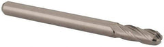 Accupro - 0.12" Diam, 0.36" LOC, 4 Flute Solid Carbide Ball End Mill - Uncoated, Single End, 1-1/2" OAL, 1/8" Shank Diam, Spiral Flute - USA Tool & Supply