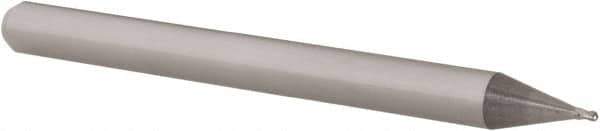 Accupro - 0.024" Diam, 0.036" LOC, 4 Flute Solid Carbide Ball End Mill - Uncoated, Single End, 1-1/2" OAL, 1/8" Shank Diam, Spiral Flute - USA Tool & Supply