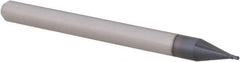 Accupro - 0.023" Diam, 0.035" LOC, 4 Flute Solid Carbide Ball End Mill - AlTiN Finish, Single End, 1-1/2" OAL, 1/8" Shank Diam, Spiral Flute - USA Tool & Supply