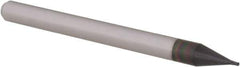 Accupro - 0.022" Diam, 0.033" LOC, 4 Flute Solid Carbide Ball End Mill - AlTiN Finish, Single End, 1-1/2" OAL, 1/8" Shank Diam, Spiral Flute - USA Tool & Supply