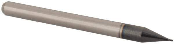 Accupro - 0.013" Diam, 0.019" LOC, 4 Flute Solid Carbide Ball End Mill - AlTiN Finish, Single End, 1-1/2" OAL, 1/8" Shank Diam, Spiral Flute - USA Tool & Supply