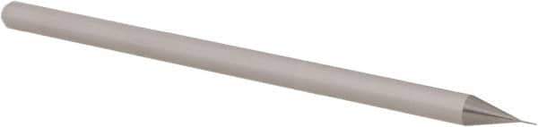 Accupro - 0.01" Diam, 0.015" LOC, 3 Flute Solid Carbide Ball End Mill - Uncoated, Single End, 2-1/2" OAL, 1/8" Shank Diam, Spiral Flute - USA Tool & Supply