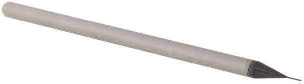 Accupro - 0.01" Diam, 0.015" LOC, 3 Flute Solid Carbide Ball End Mill - AlTiN Finish, Single End, 2-1/2" OAL, 1/8" Shank Diam, Spiral Flute - USA Tool & Supply