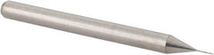 Accupro - 0.01" Diam, 0.03" LOC, 2 Flute Solid Carbide Ball End Mill - Uncoated, Single End, 1-1/2" OAL, 1/8" Shank Diam, Spiral Flute - USA Tool & Supply