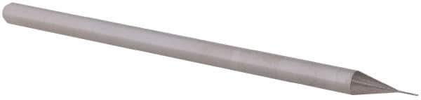 Accupro - 0.01" Diam, 0.015" LOC, 3 Flute Solid Carbide Ball End Mill - Uncoated, Single End, 2-1/2" OAL, 1/8" Shank Diam, Spiral Flute - USA Tool & Supply