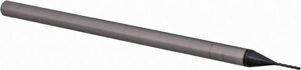 Accupro - 0.02" Diam, 0.16" LOC, 3 Flute Solid Carbide Ball End Mill - AlTiN Finish, Single End, 2-1/2" OAL, 1/8" Shank Diam, Spiral Flute - USA Tool & Supply