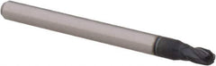 Accupro - 0.1" Diam, 0.15" LOC, 4 Flute Solid Carbide Ball End Mill - AlTiN Finish, Single End, 1-1/2" OAL, 1/8" Shank Diam, Spiral Flute - USA Tool & Supply