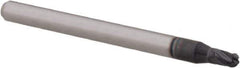 Accupro - 0.085" Diam, 0.127" LOC, 4 Flute Solid Carbide Ball End Mill - AlTiN Finish, Single End, 1-1/2" OAL, 1/8" Shank Diam, Spiral Flute - USA Tool & Supply