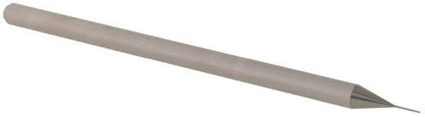 Accupro - 0.01" Diam, 0.015" LOC, 3 Flute Solid Carbide Ball End Mill - Uncoated, Single End, 2-1/2" OAL, 1/8" Shank Diam, Spiral Flute - USA Tool & Supply