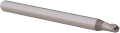 Accupro - 0.085" Diam, 0.127" LOC, 4 Flute Solid Carbide Ball End Mill - Uncoated, Single End, 1-1/2" OAL, 1/8" Shank Diam, Spiral Flute - USA Tool & Supply