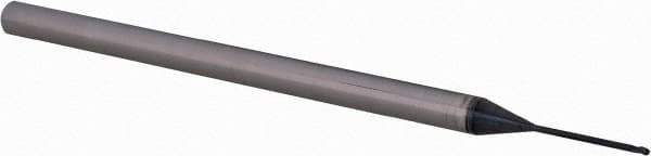 Accupro - 0.025" Diam, 0.037" LOC, 3 Flute Solid Carbide Ball End Mill - AlTiN Finish, Single End, 2-1/2" OAL, 1/8" Shank Diam, Spiral Flute - USA Tool & Supply